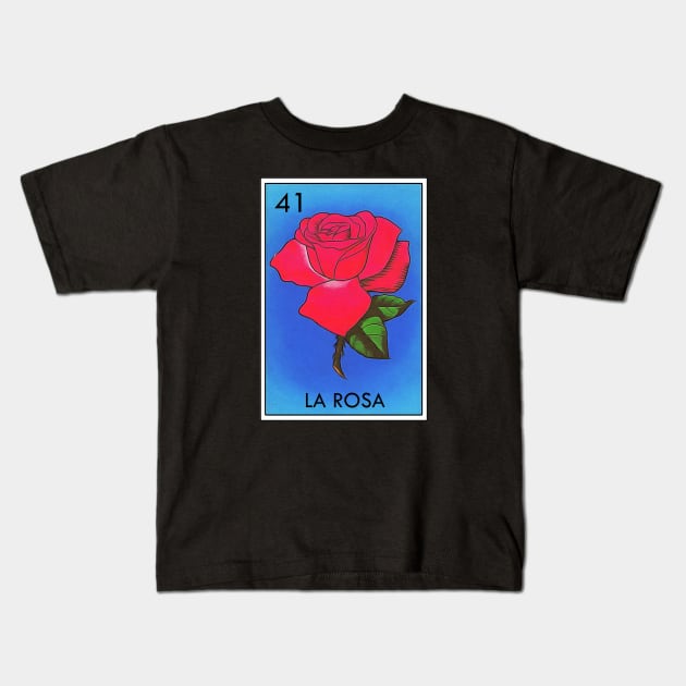 Loteria La Rosa Mexican Icon Kids T-Shirt by Cabezon